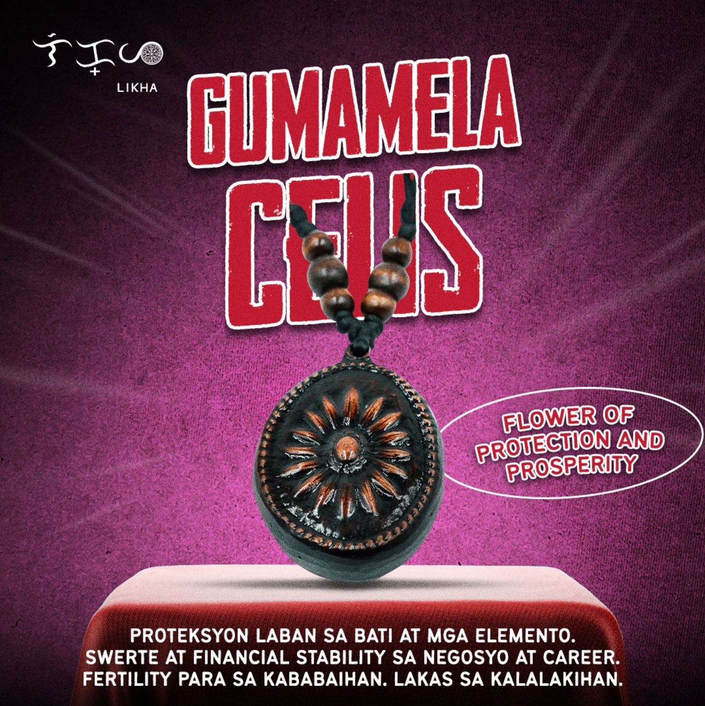 GUMAMELA CELIS NECKLANCE FLOWER OF PROTECTION AND PROSPERITY - Enhances Financial Stability Brings Good Luck Protects Against Negative Elements