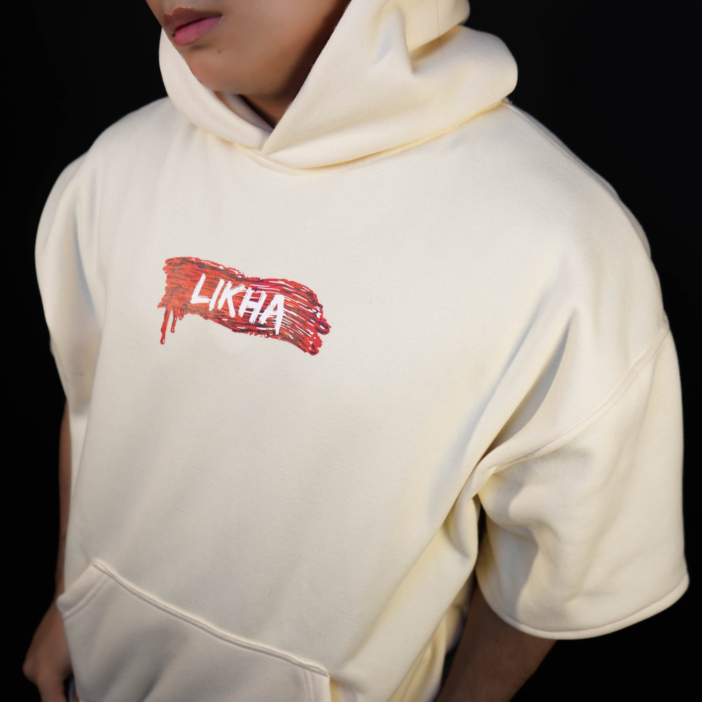 LIKHA RED PAINT "SALVAME" T-SHIRT HOODIE