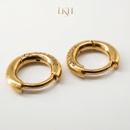 SALVAME Kaligtasan Hoop Earrings - 3 Pairs Included, One Order, Three Sizes, Gold Color