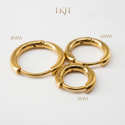SALVAME Kaligtasan Hoop Earrings - 3 Pairs Included, One Order, Three Sizes, Gold Color